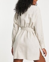 Thumbnail for your product : ASOS Maternity ASOS DESIGN Maternity belted shirt beach dress in natural