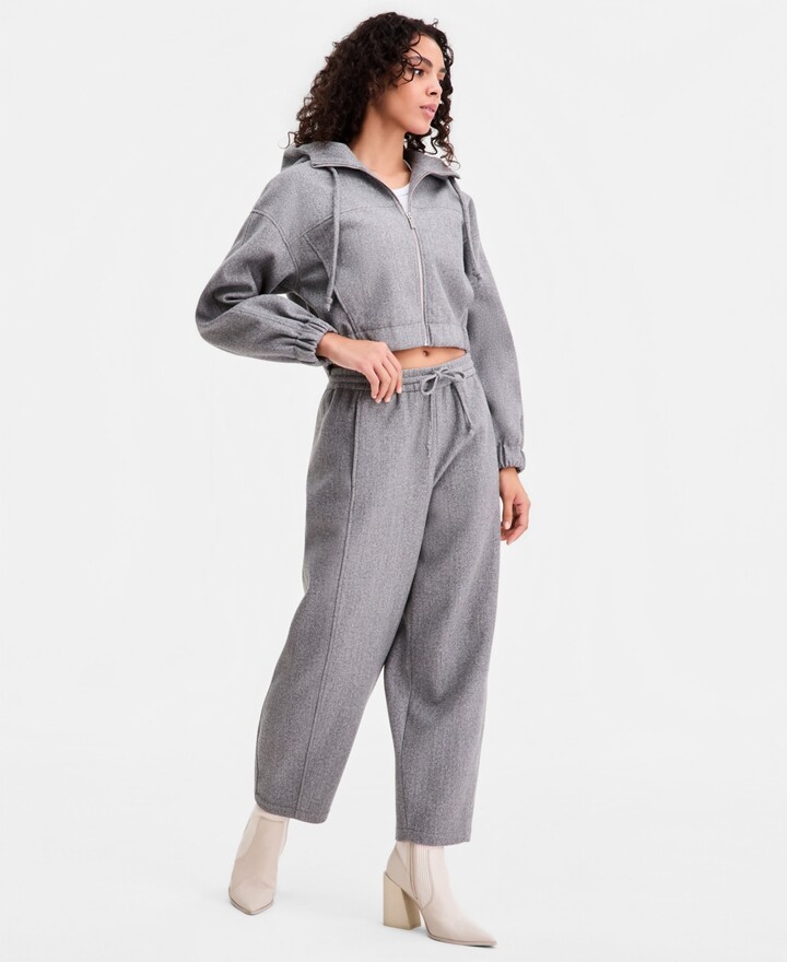 Bar III Women's Felt Barrel-Leg Drawstring Pants, Macy's Exclusive
