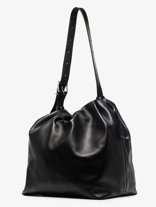 Jil Sander Black Crush Leather Shoulder Bag