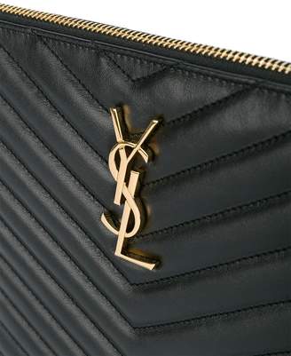 Saint Laurent black monogramme matelassé leather pouch
