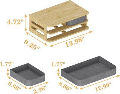 Inbox Zero Modelski Monitor Stand Riser With 3 Drawers, Bamboo Computer ...