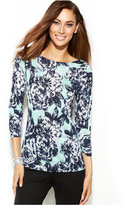 Thumbnail for your product : INC International Concepts Three-Quarter-Sleeve Printed Boat-Neck Top