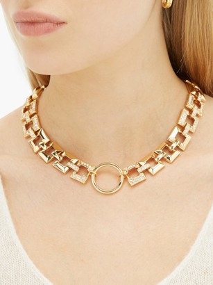 Frame Chain Crystal-embellished Square-chain Choker - Gold