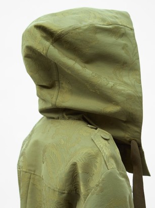 Erdem William Sash-waist Floral-jacquard Coat - Green