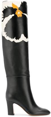 Valentino printed knee high boots
