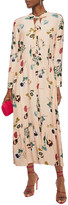 Thumbnail for your product : RED Valentino Pussy-bow gathered floral-print silk-crepe midi dress