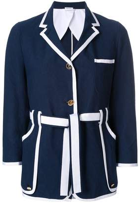 Thom Browne Sack Jacket With Grosgrain Tipping In Salt Shrink Cotton
