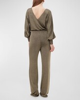Thumbnail for your product : Trina Turk Europa Blouson-Sleeve Shimmer Jersey Jumpsuit