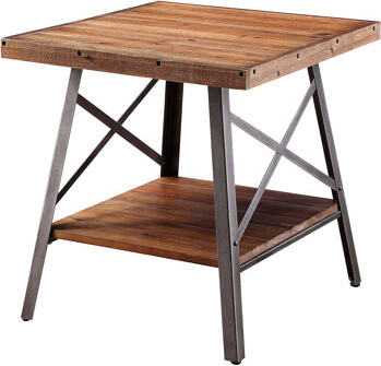 17 Stories Rustic Vintage Weathered Oak End Tables (2 ) With Shelf - Interior Decoration Feature Table (2 Pieces) Living Space Object