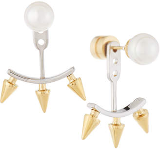 Majorica Two-Tone White Pearl & Spike Jacket Earrings, 10mm