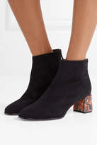 Thumbnail for your product : Sophia Webster Stella Embellished Suede Ankle Boots - Black