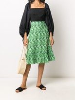 Thumbnail for your product : Adriana Degreas High Waisted Leaf Print Skirt