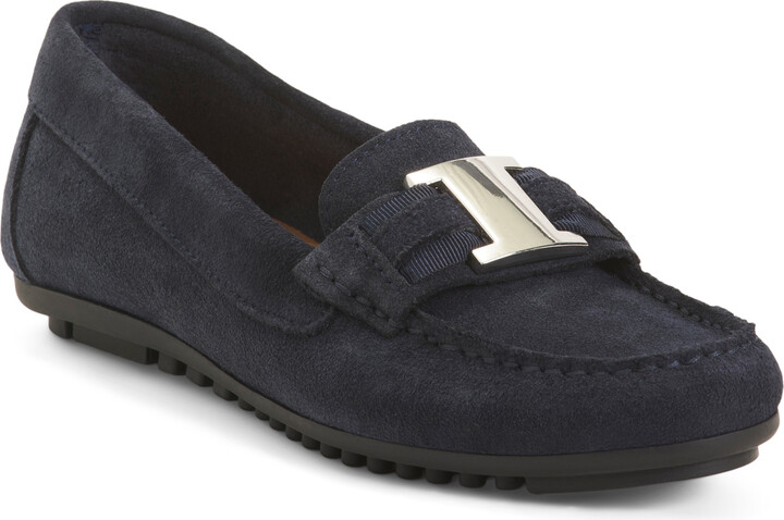 Piero Masetti Made In Spain Suede Moccasins With Chain - ShopStyle Flats