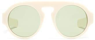 Gucci Round Frame Web Striped Acetate Sunglasses - Womens - White
