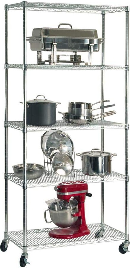 Seville Classics UltraDurable 5-Tier Commercial NSF Certified Steel Wire Shelving System in Zinc (36 in. W x 18 in. D x 75 in. H)