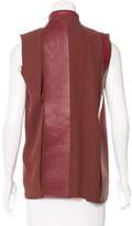 Thumbnail for your product : Celine Leather-Trimmed Silk Blouse