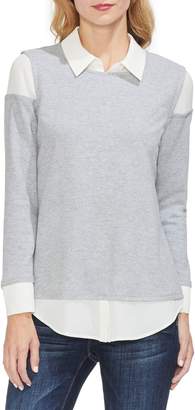 Vince Camuto Layered Look Brushed Jersey Top