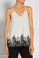Thumbnail for your product : Alice + Olivia Rowena Lace-trimmed Silk-georgette Top - Cream