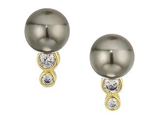 Cole Haan Pearl Stud Earrings with Cubic Zirconia Stone Accents