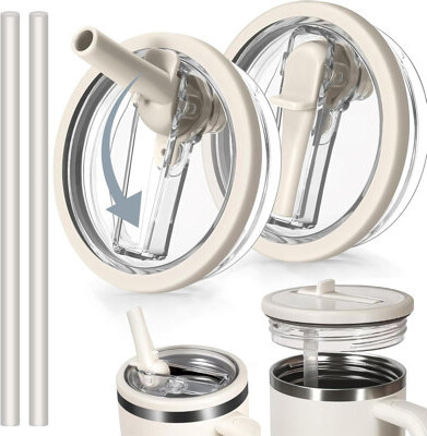 INKEDZ 2 Pack Stanley Lid Replacement 40 Oz, Stanley Lid No Spill, 40