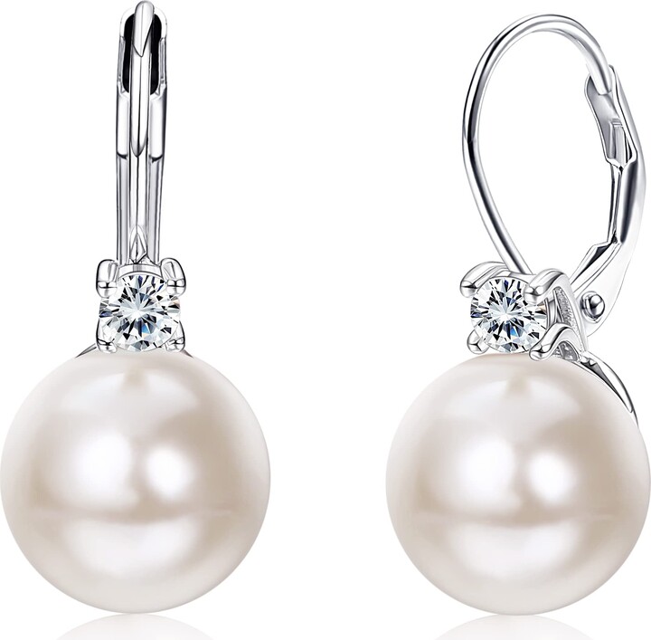 Milacolato Sterling Silver Pearl Earrings For Women Girls Natural Pearl Dangle Drop Earrings Women Jewelry 