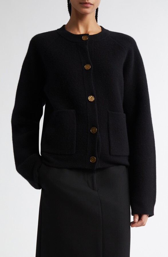 Totême Hammered Button Wool & Cashmere Blend Cardigan