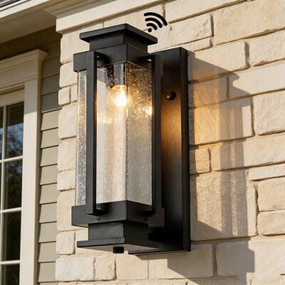 17 Stories Modern Industrial Style Outdoor Wall Lantern With Dust To Dawn And Motion Sensor