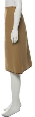 Prada Leather Trim Virgin Wool Pencil Skirt