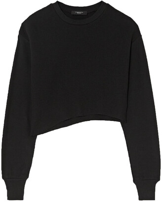 Twenty Montreal Everest Thermal cropped asymmetric waffle-knit jersey top