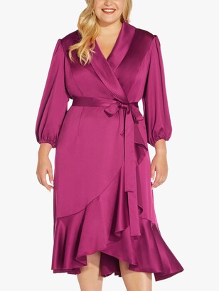 Adrianna Papell Curve Satin Crepe Dress, Red Plum