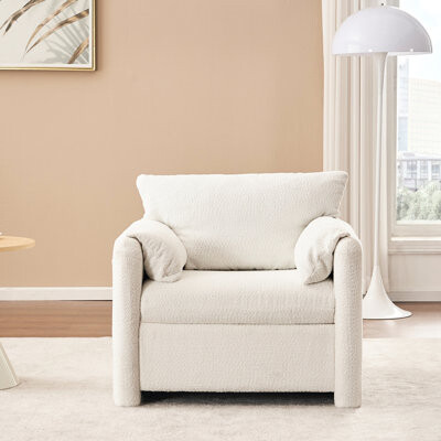 Modern 360° Swivel Chair - White With Luxurious Chenille Fabric & Long-lasting Durability For Living Spaces, Bedrooms, Offices Rotating Contemporary S