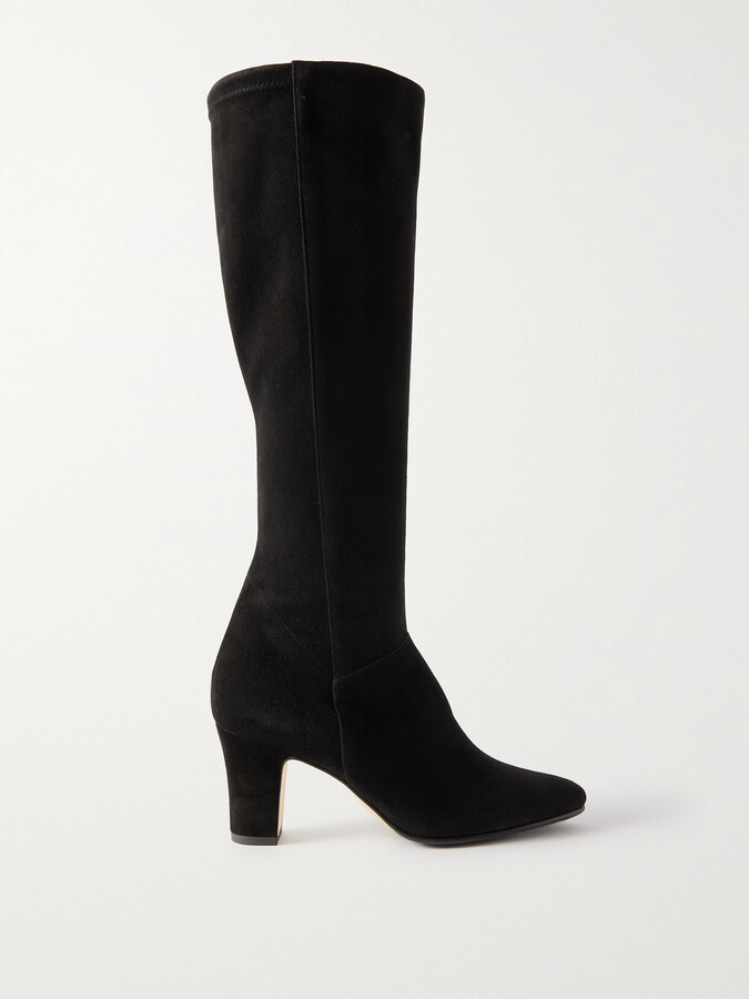 Manolo Blahnik Pitana 70 Suede Knee Boots - Black