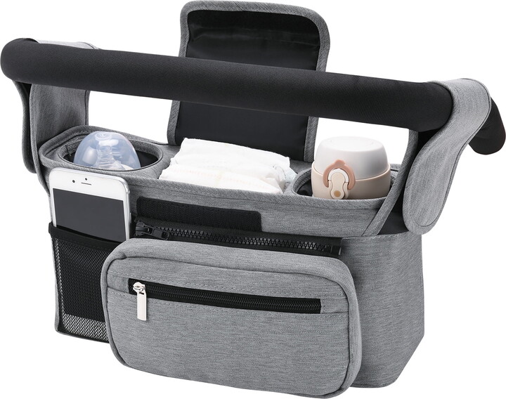 Momcozy Stroller Organizer with Insulated Cup Holder for Newborn and Toddler, Grey