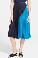 Thumbnail for your product : Theory 'Zeyn' Colorblock Pleated Georgette Midi Skirt