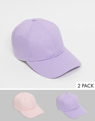 SVNX 2 pack of caps in pink and lilac
