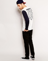 Thumbnail for your product : ASOS Long Sleeve T-Shirt With Baseball Button Through and Back Print