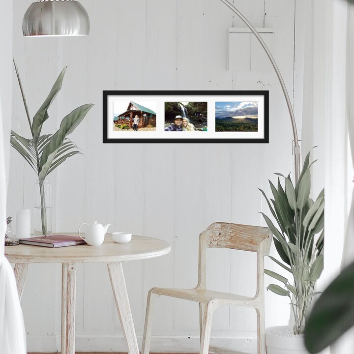 Picture Frame Collage - Holds Three Photos Solid Hardwood Handmade Photo Fade Resistant Mat Board