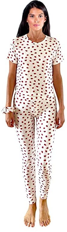 0円 大特価 取寄 プラッシュ レディース ストロベリー ジャージ パジャマ セット Plush women Strawberry Jersey Pajama Set White Red