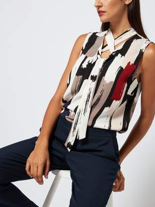 Linea Yana tie neck sleeveless blouse