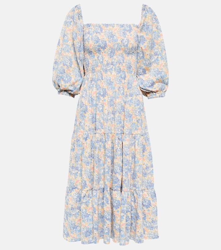 Polo Ralph Lauren Floral shirred cotton-blend midi dress - ShopStyle