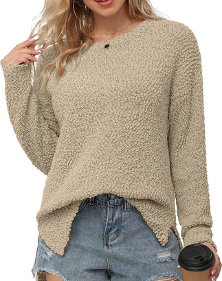 GRECERELLE Women's Winter Jumpers Knit Warm Turtle Neck Wrap Asymmetric Hem  Jumper Sweater Tops with Button for Ladies (Dark Grey - ShopStyle