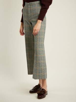 Isabel Marant Trevi High Rise Wide Leg Cropped Trousers - Womens - Green Multi