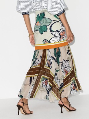 Silvia Tcherassi Layered Floral-Print Maxi Skirt