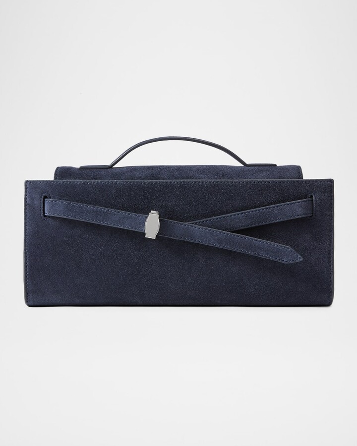 Veronica Beard Dash Belted Suede Clutch Bag