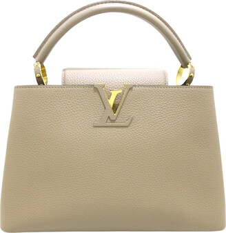 Pre-owned Louis Vuitton Galet Taurillon Leather Capucines Bb Bag In Beige