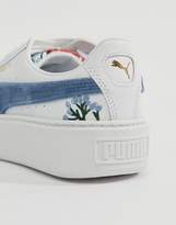 Thumbnail for your product : Puma Suede Platforms In White With Embrodiery