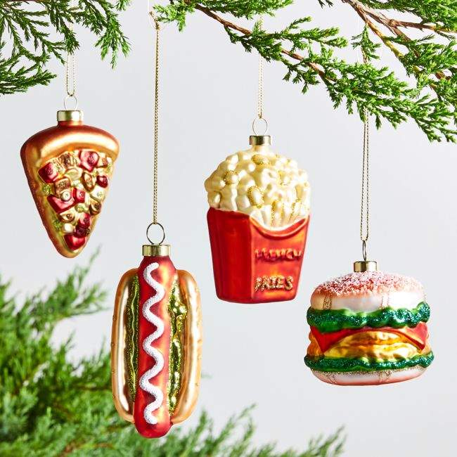 Crate & Barrel Food Favorites Ornaments, Set of 4