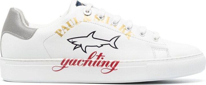 Paul & Shark Logo-Print Leather Low-Top Sneakers - ShopStyle