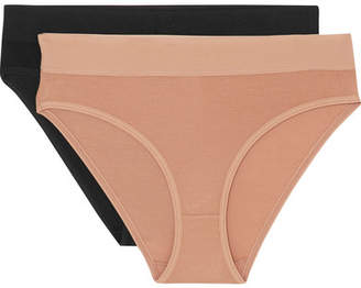 Base Range Bell Set Of Two Stretch-bamboo Briefs - Neutral