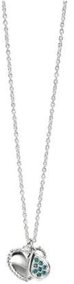 Element Sterling Silver Ladies' N3064T Silver Heart and Blue Crystal Charm Necklace, Length 41+5cm